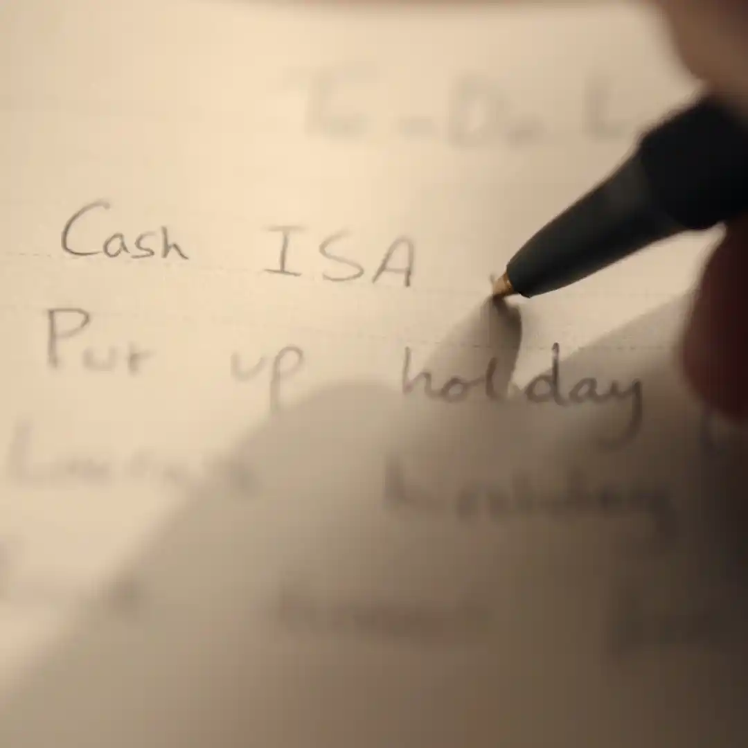 Handwriting on a page Cash ISA