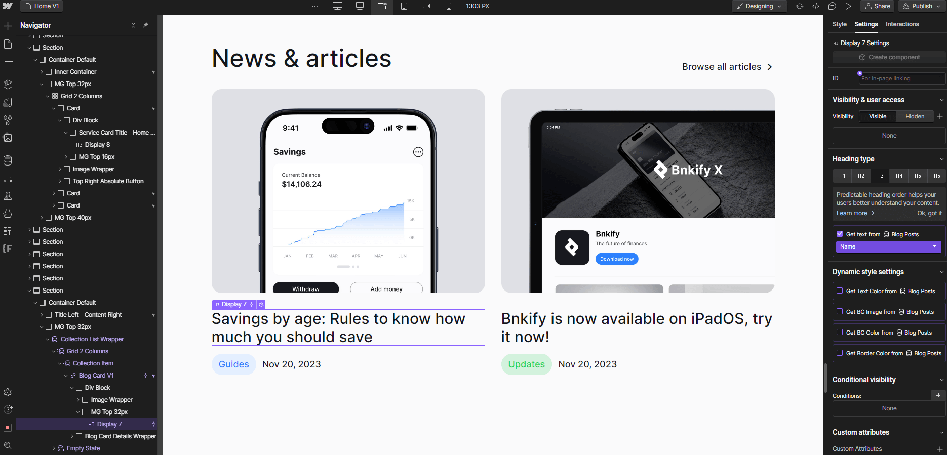 CMS Content - Bnkify X Webflow Template