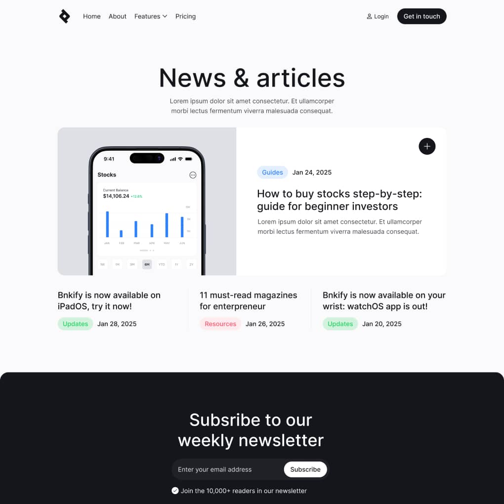 Bnkify X - Blog V2 Page - Bank And Fintech Webflow Template