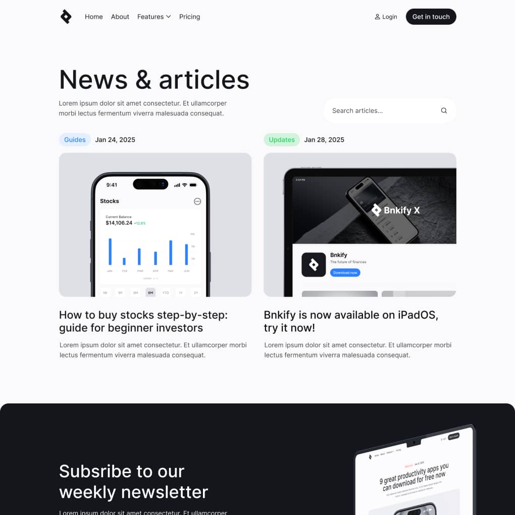 Bnkify X - Blog V3 Page - Bank And Fintech Webflow Template