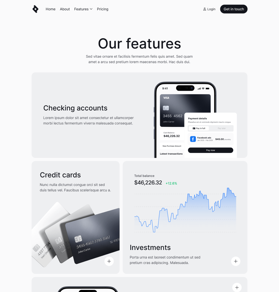 Bnkify X - Features Page - Bank And Fintech Webflow Template