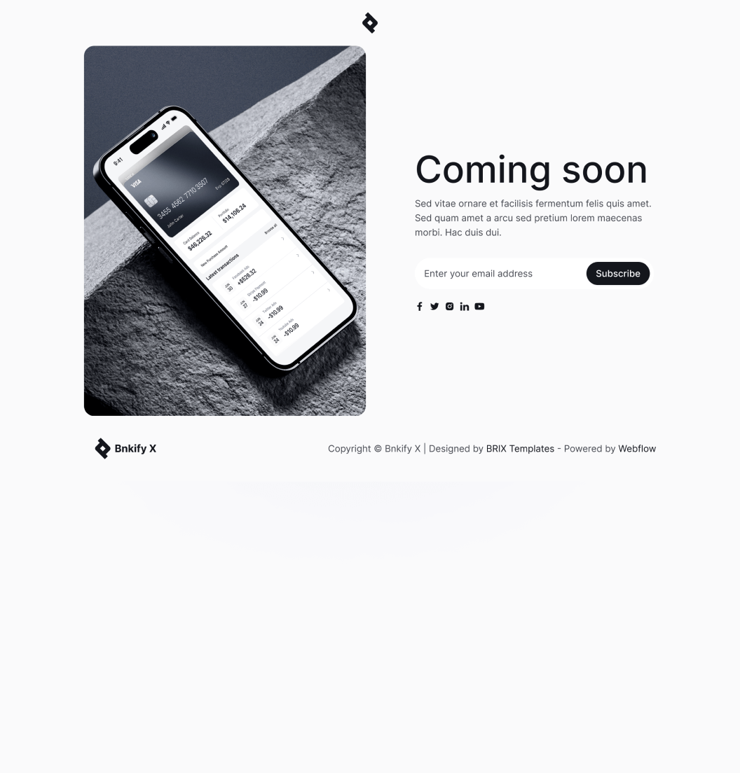 Bnkify X - Coming Soon Page - Bank And Fintech Webflow Template