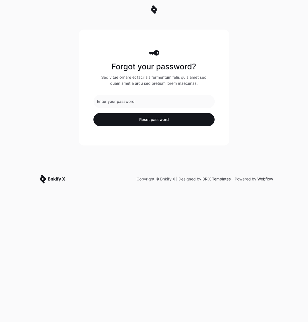 Bnkify X - Forgot Password Page - Bank And Fintech Webflow Template