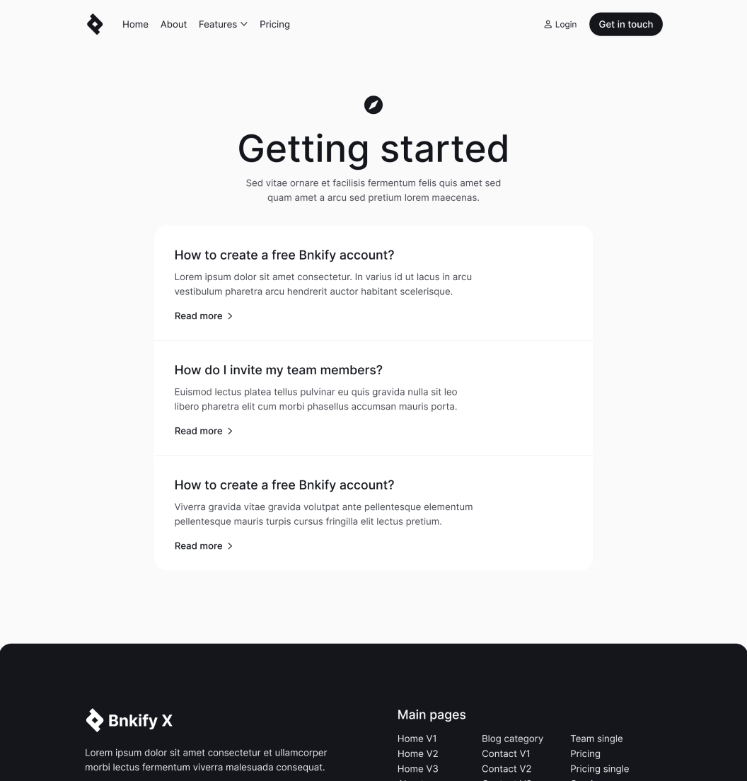 Bnkify X - Help Center Category Page - Bank And Fintech Webflow Template