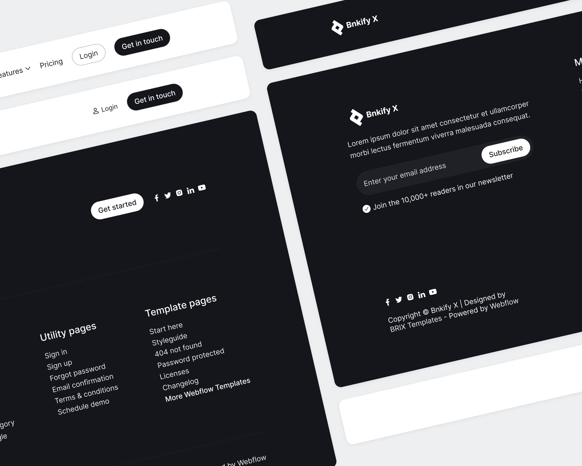 Bnkify X - Headers And Footers - Bank And Fintech Webflow Template