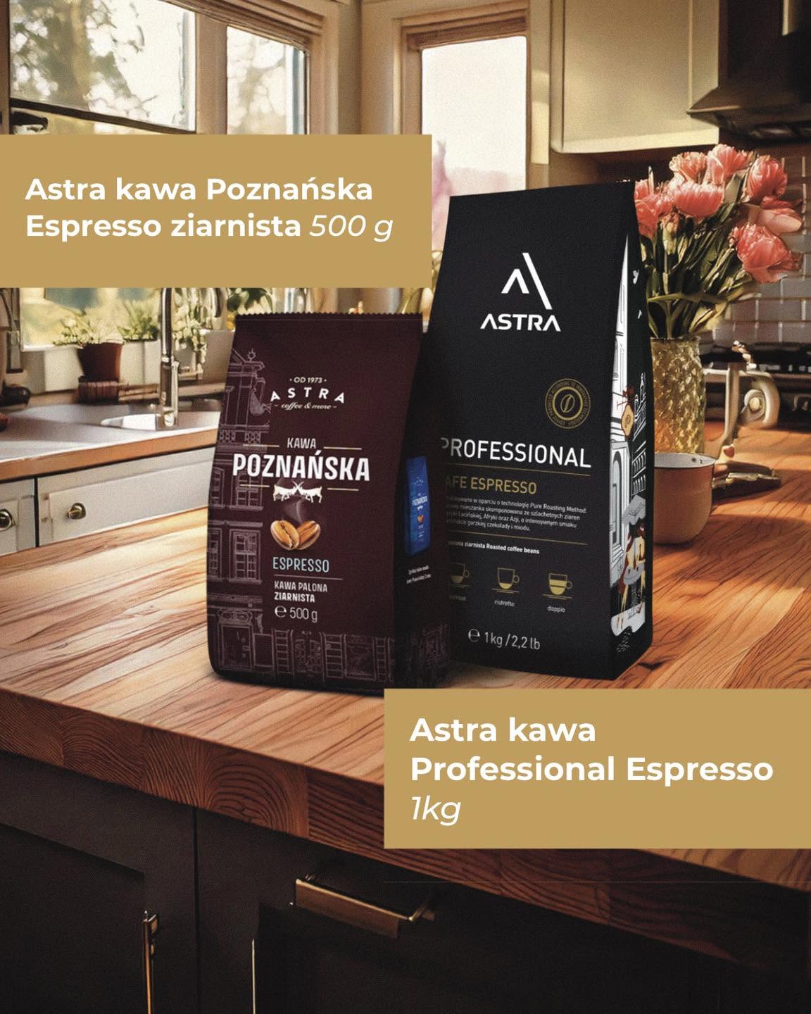 Kreacja produktowa Astry: kawy Poznańska Espresso i Professional Espresso