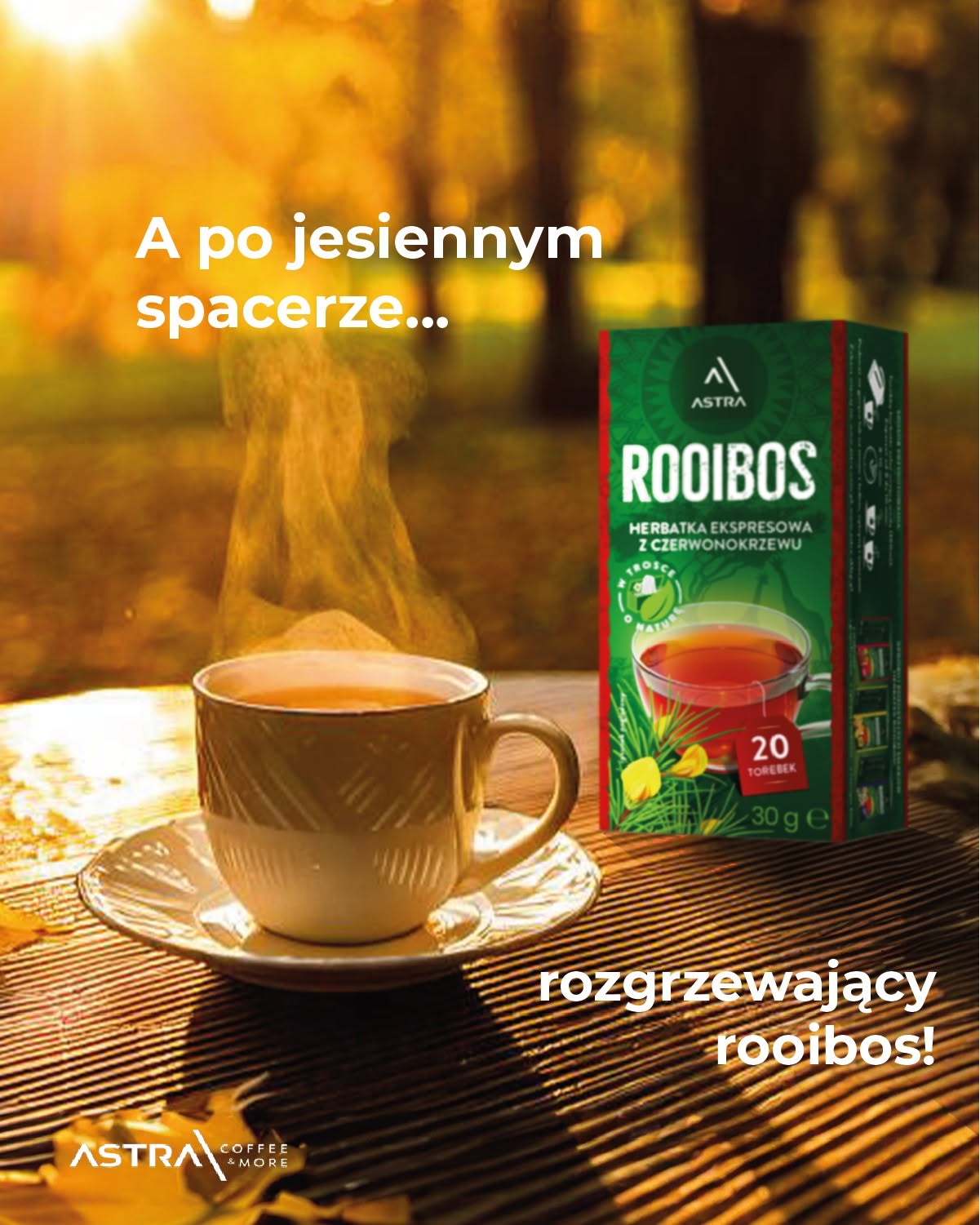 Kreacja Astry: jesienna scena z herbatą Rooibos