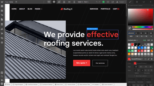 Roofing X - Webflow Template And Ui Kit Color