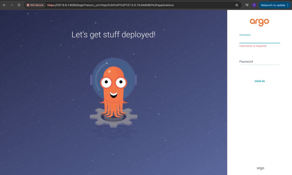 Argo CD login page