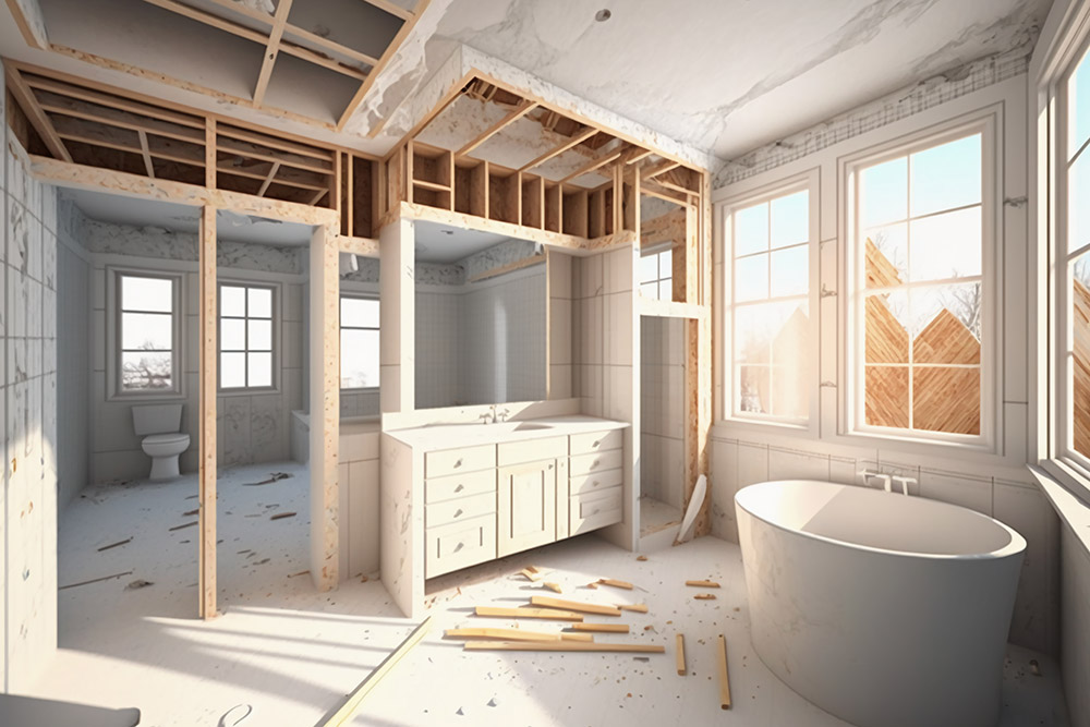 A bathroom in the process of being remodeled.