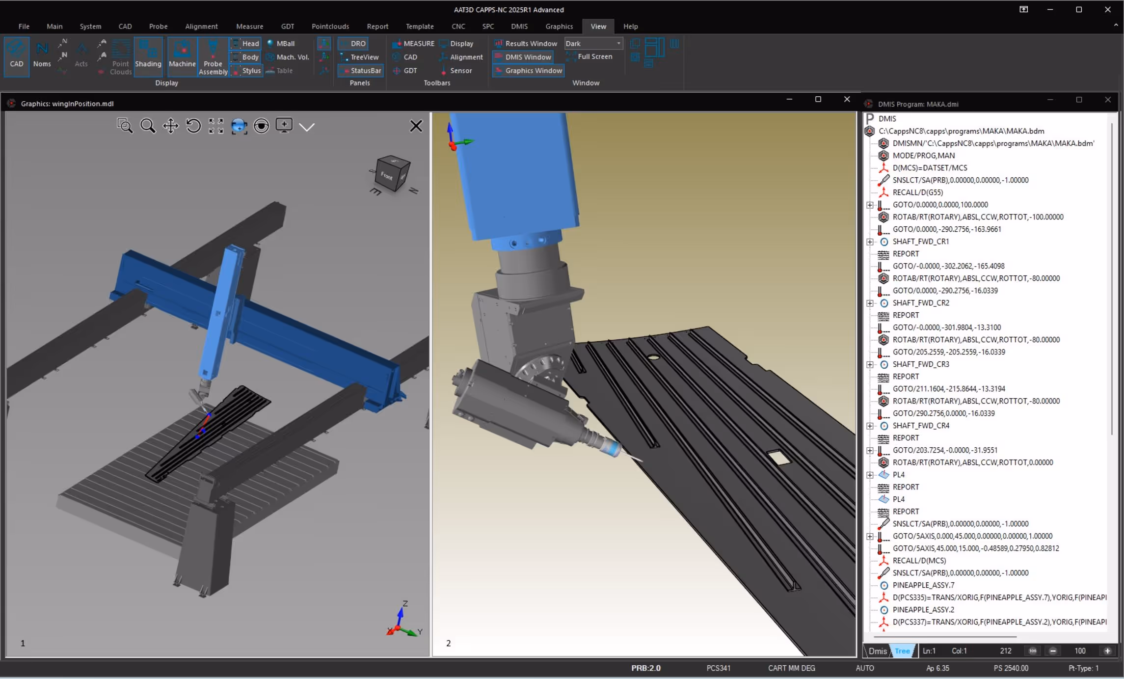 CAPPS-NC On-Machine Measurement Software Simulation on 5-Axis Gantry Machine - Multiview