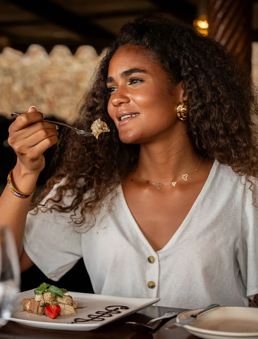 Guest enjoying dinner in the restaurant
