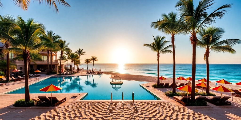 Luxurious beachfront at Grand Velas Los Cabos resort.