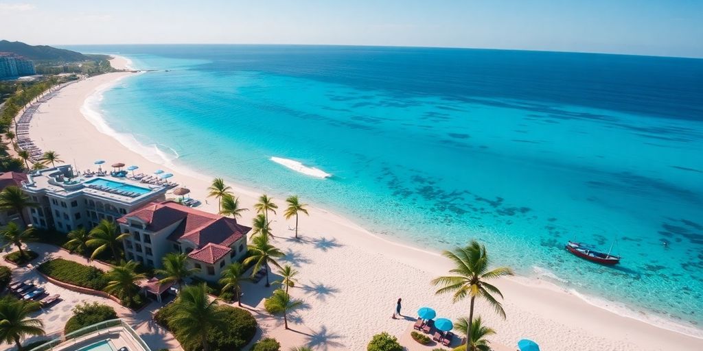Luxurious resorts along the beach in Cabo Mexico.
