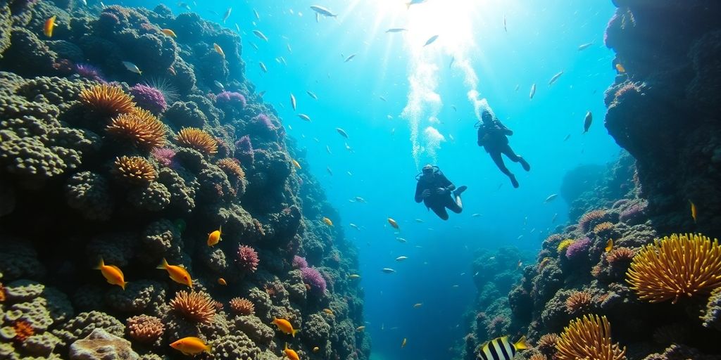 Underwater scene with colorful fish and coral in Cabo.
