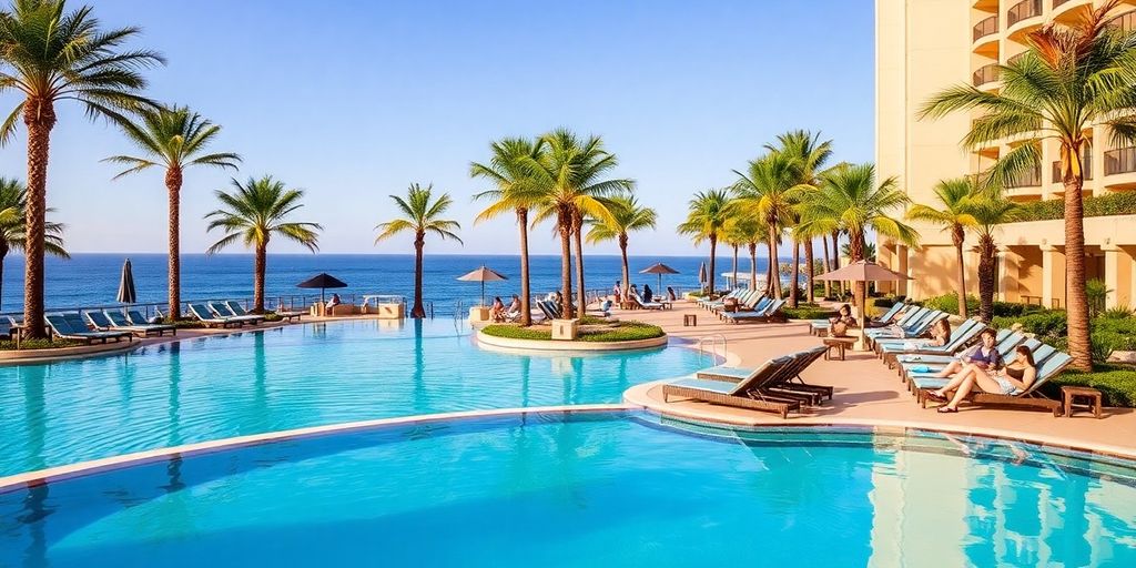 Luxurious pool scene at Hard Rock Los Cabos Resort.