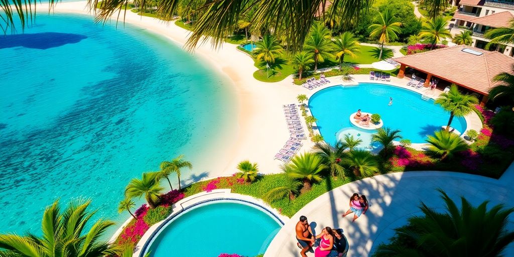 Luxurious One&Only Palmilla resort with tropical gardens and pools.