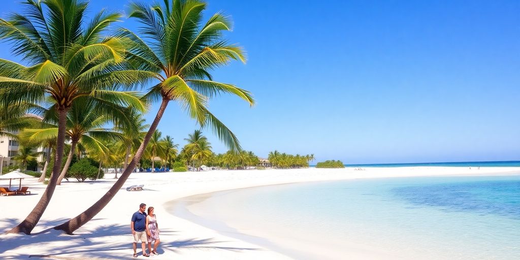Couple relaxing on a beach in Los Cabos.