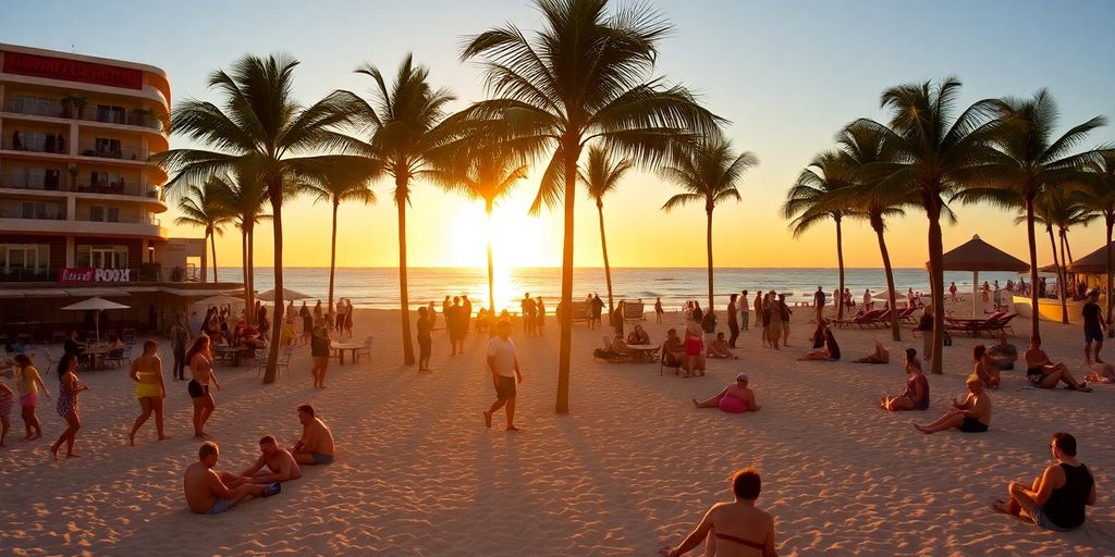 Guests enjoying the beach at Hard Rock Hotel Los Cabos.