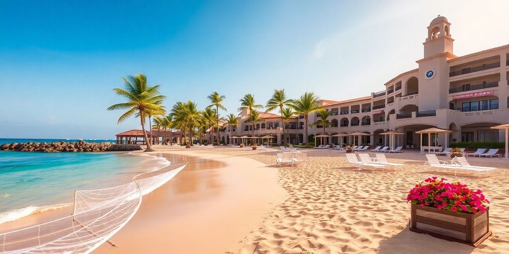 Beachfront view of Pueblo Bonito Los Cabos resort.