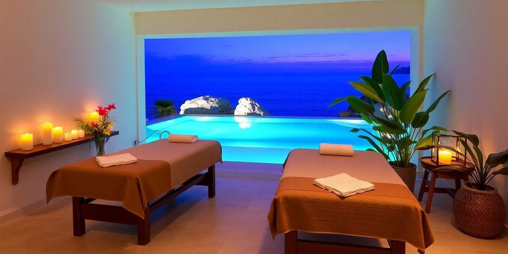 Luxurious spa setting in Cabo Mexico resort.