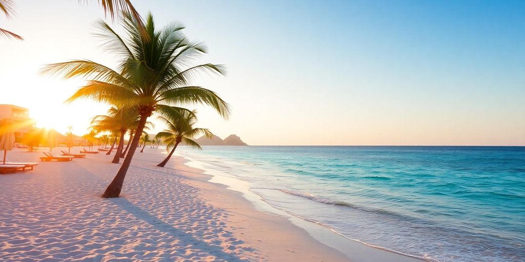 Beautiful beach at Le Blanc Cabo San Lucas at sunset.