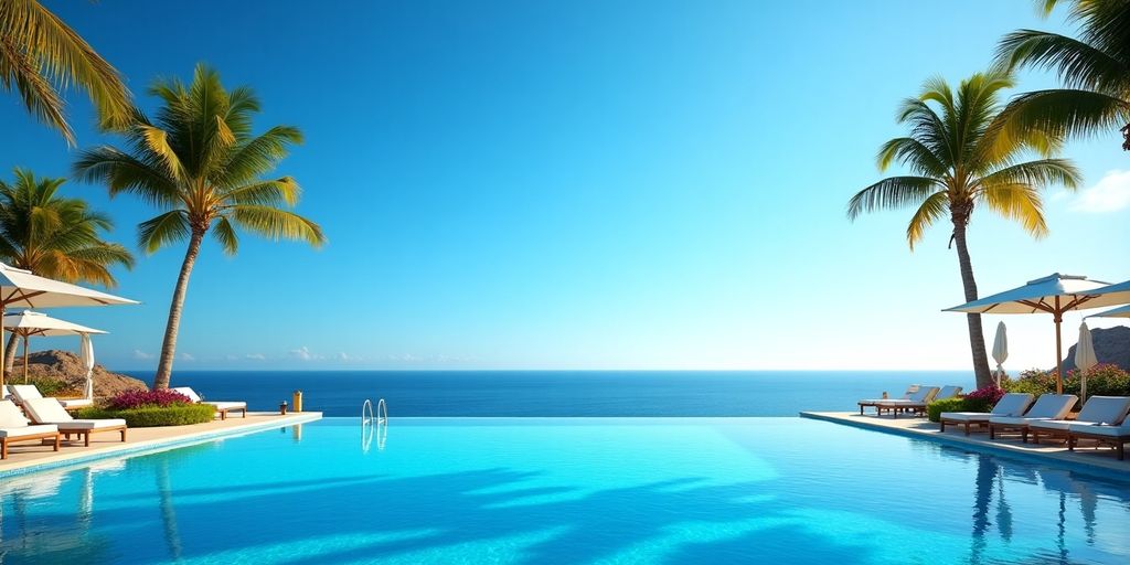 Infinity pool with ocean view at Riu Cabo.