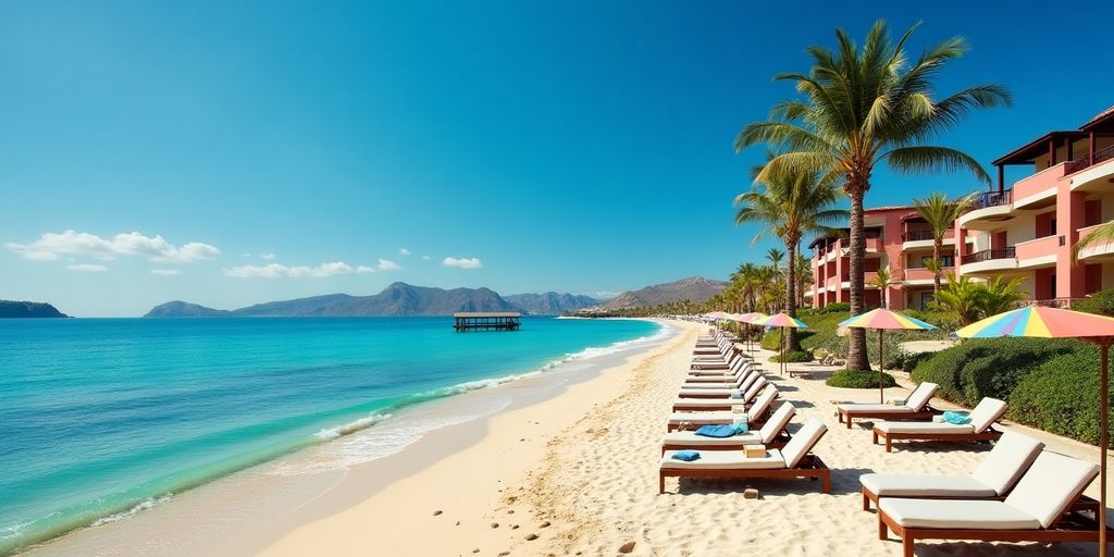Beachfront view of Sandos Los Cabos resort.