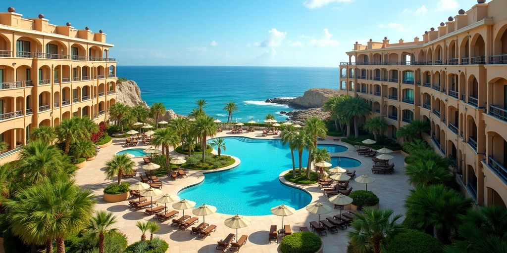 Luxurious view of Riu Palace Cabos San Lucas resort.
