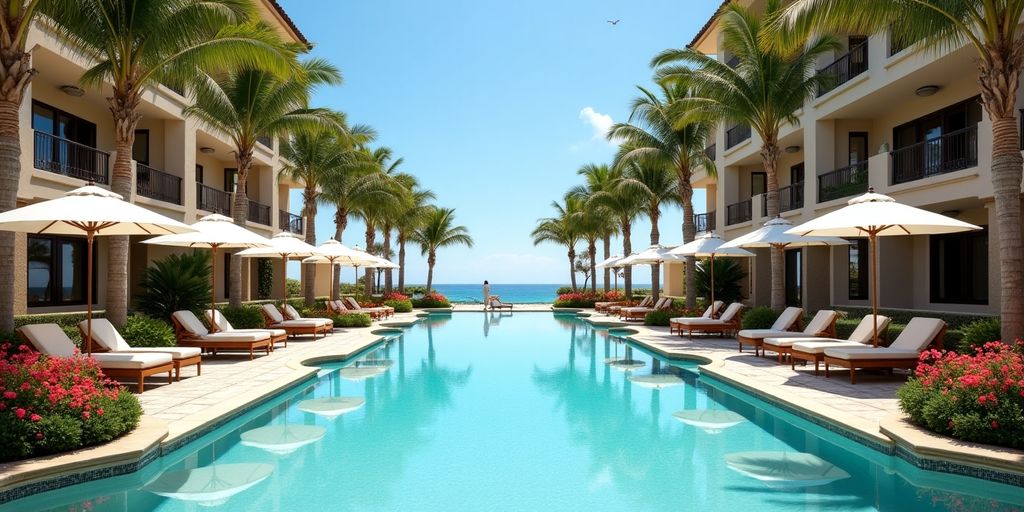 Luxurious pool area at Los Cabos Hilton.