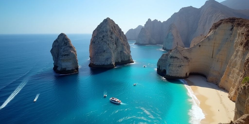 El Arco rock formation in Cabo San Lucas with boats.