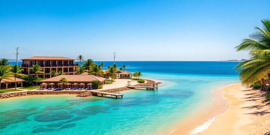 Beautiful beach scene at Playa Grande Cabo, luxurious resort.