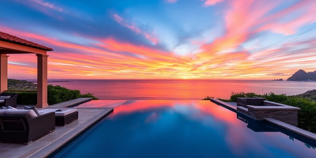 Gorgeous sunset view from Villa Fiesta Cabo in Cabo San Lucas.