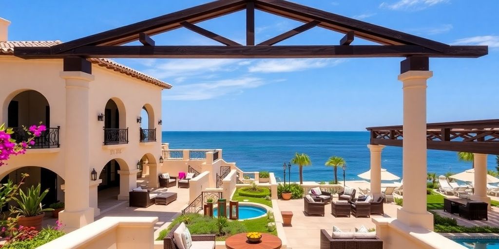 Hacienda del Mar's colonial architecture and lush gardens.