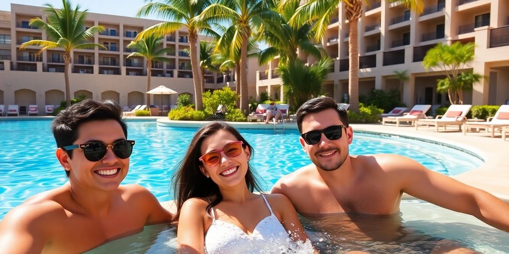 Family enjoying luxury amenities at Palmilla Cabo resort.