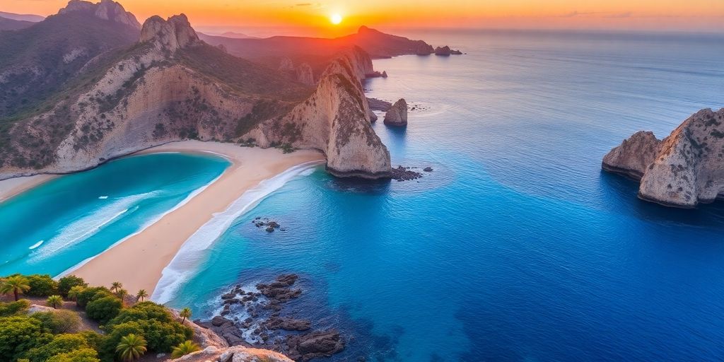Cabo coastline with blue waters and sandy beaches.