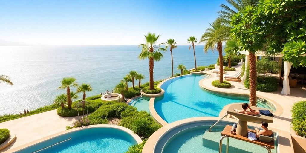 Luxurious pool area at Garza Blanca Resort & Spa.