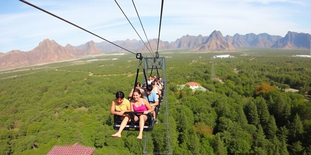 Riders enjoying the Zip Line Roller Coaster in Cabo.
