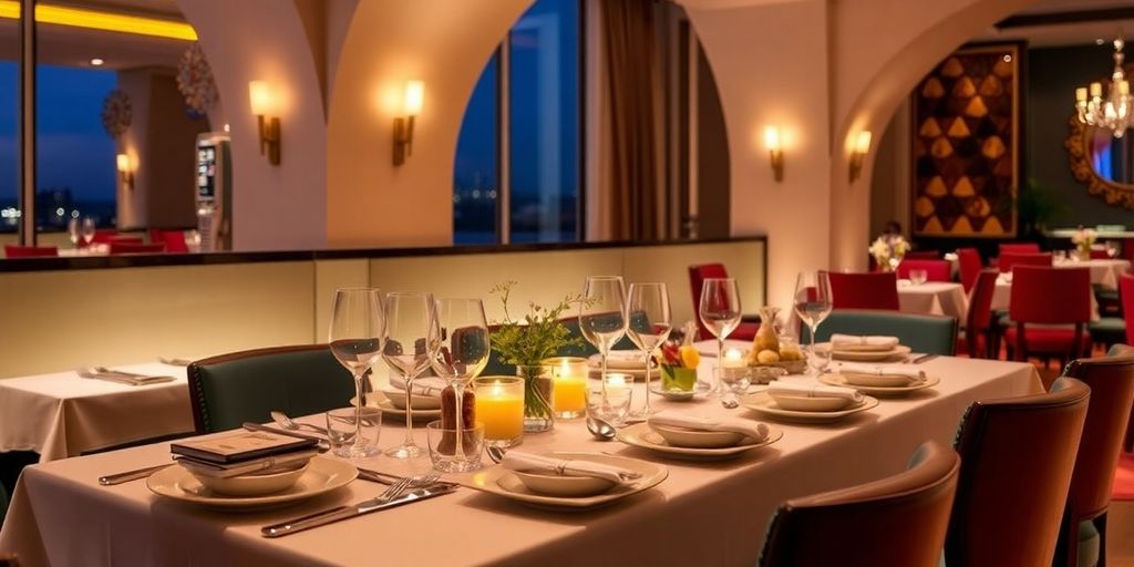 Configuración de cena elegante en el Hard Rock Hotel Los Cabos.