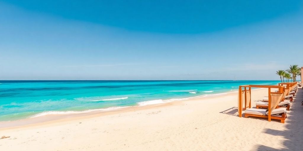 Hilton Los Cabos Beach con lujosas cabañas y palmeras.