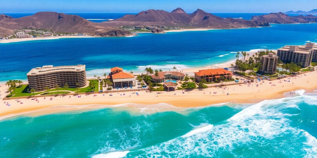 Beautiful beach and resorts in Los Cabos, Mexico.