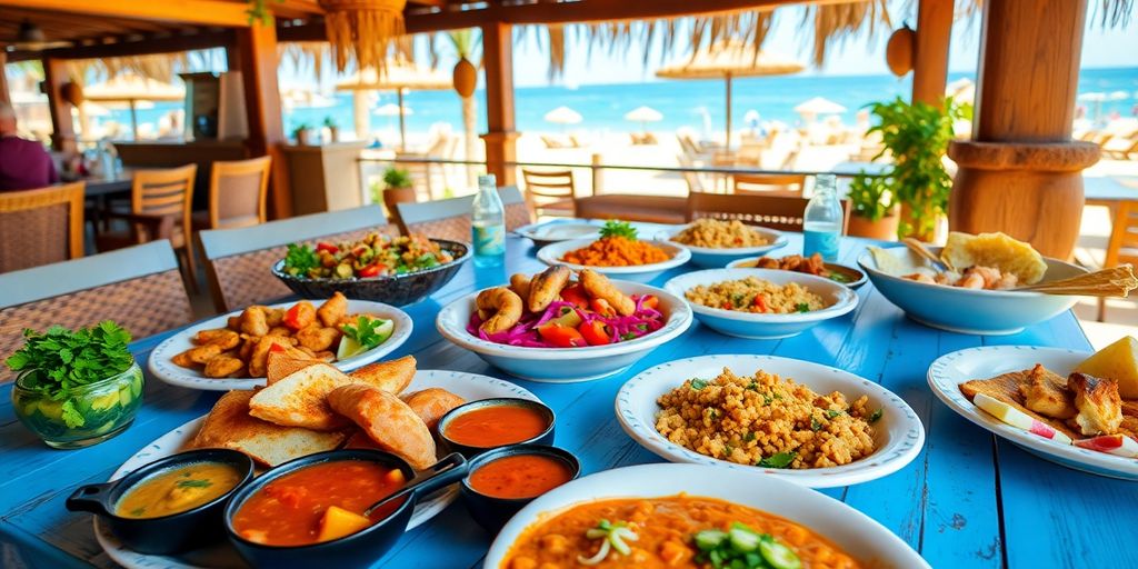 A colorful table filled with delicious Mexican food.