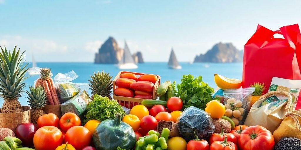 Fresh groceries representing delivery services in Cabo San Lucas.