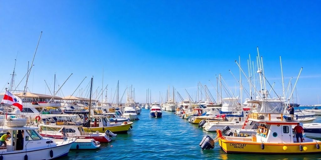 Fishing boats at Cabo Marina ready for charters.