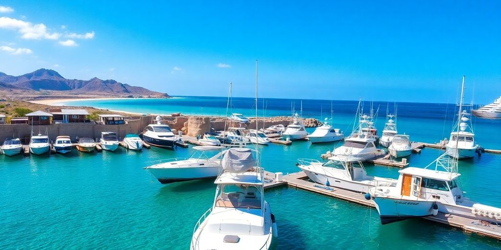Fishing charters at Cabo Marina with beautiful scenery.