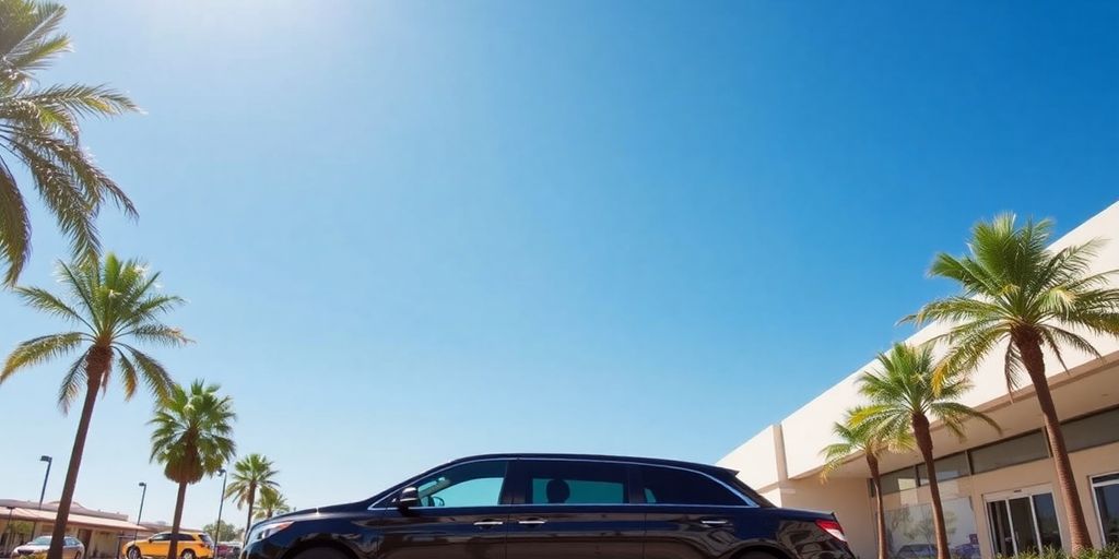 Luxurious vehicle at Los Cabos airport ready for transfer.