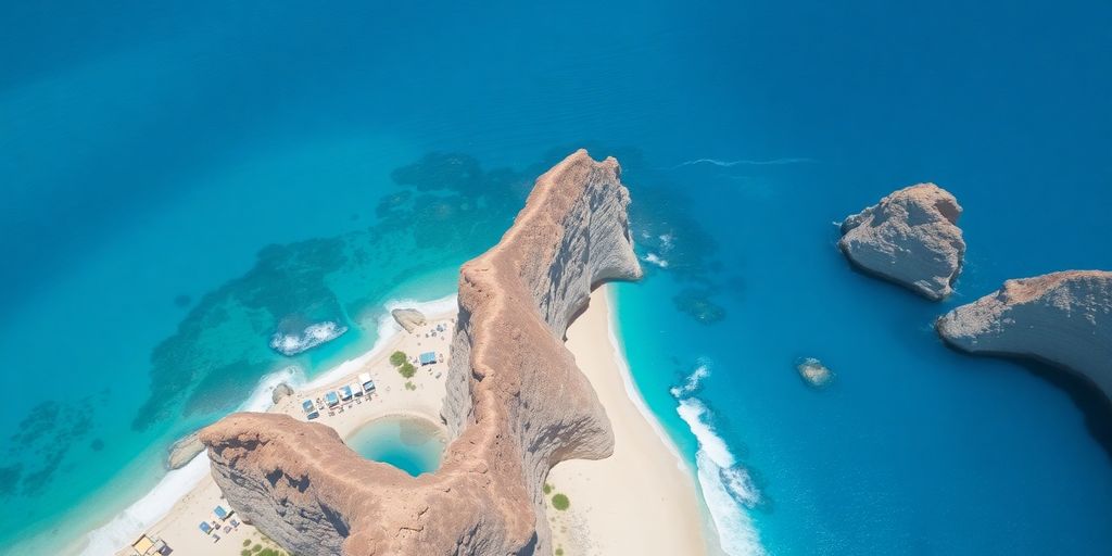 Helicopter flying over Los Cabos coastline and beaches.