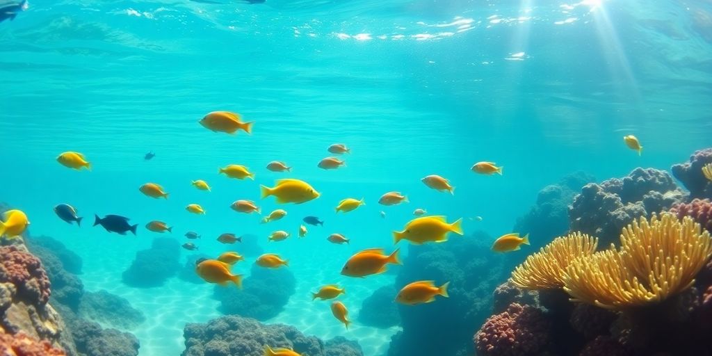 Underwater view of colorful fish at Playa El Medano.
