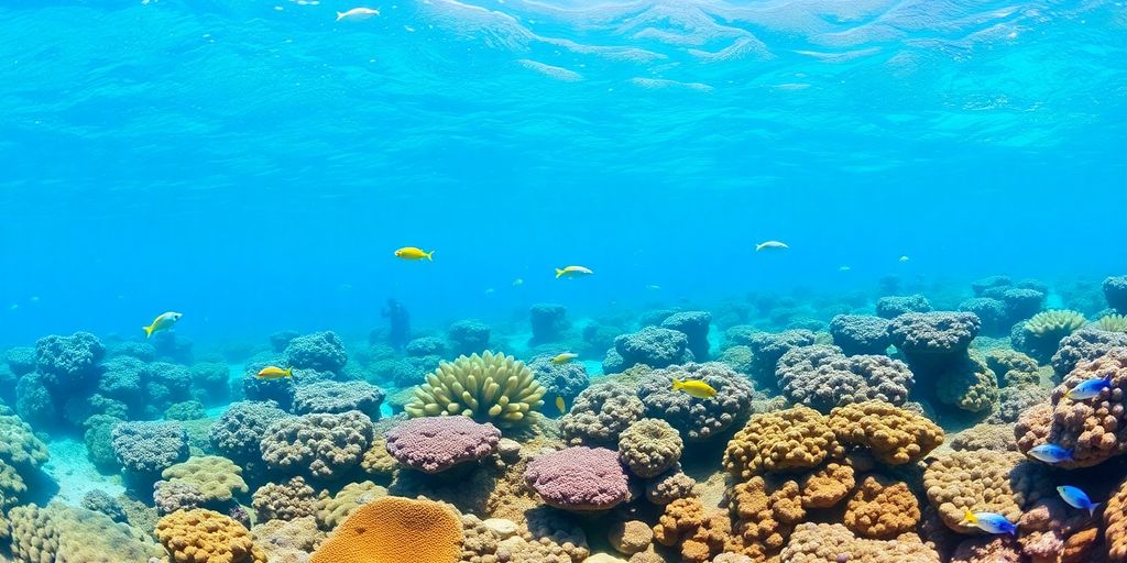 Underwater coral reefs and tropical fish at Playa El Chileno.