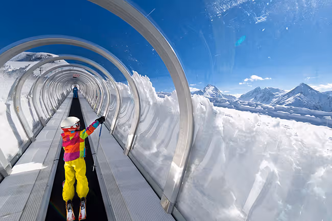 Vista panorâmica das pistas de esqui em Les Deux Alpes